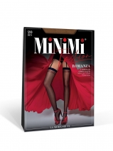 Черные чулки с сердечками под пояс MiNiMi Romanza 20 DEN SM
