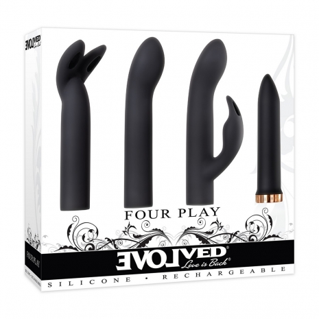 Вибро-пуля с 3 насадками Evolved FOUR PLAY (7 режимов)