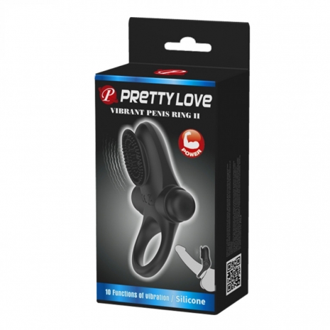 Эрекционное вибро-кольцо в клиторальной щеточкой Vibrant Penis Ring II (10 режимов)