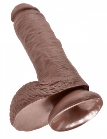 Фаллоимитатор на присоске коричневый King Cock 8 Cock with Balls