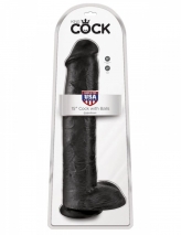 Черный гигантский фаллос King Cock with Balls	15''