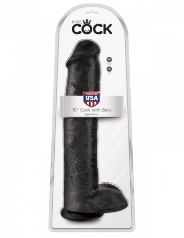 Черный гигантский фаллос King Cock with Balls	15''