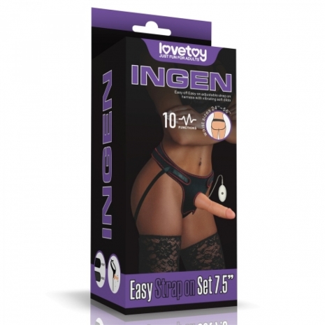 Страпон с реалистичным вибро-фаллосом INGEN 7.5'' (10 режимов)