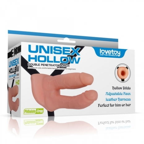 Фаллопротез для двойного проникновения Unisex Hollow 6"