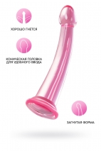 Розовый гибкий гелевый стимулятор на присоске Jelly Dildo L