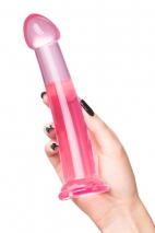 Розовый гибкий гелевый стимулятор на присоске Jelly Dildo L