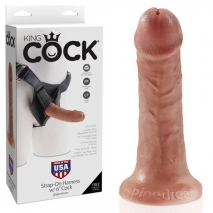 Страпон со съемным смуглым фаллосом King Cock 6"