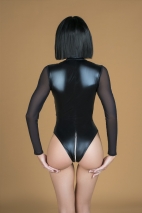 Боди с молнией до поясницы из материала wet look LXL
