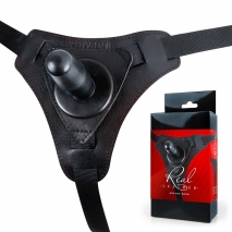 Кожаные страпон-трусики со штырьком Real Leather (размер M)