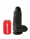 Черный фаллос с мошонкой на присоске King Cock 9 Chubby - Black0