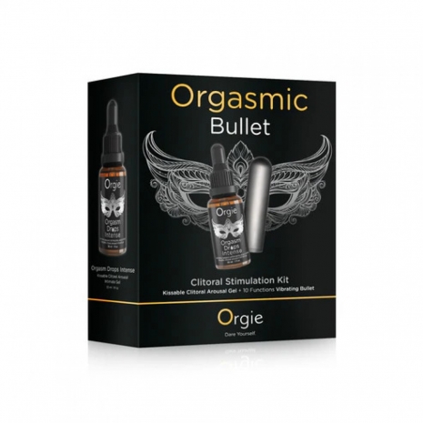 Набор Orgie Orgasmic Bullet с гелем Orgasm Drops Intense и вибропулей