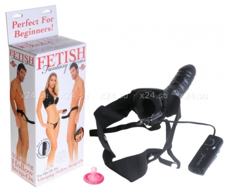 Фаллопротез с вибрацией на эластичном креплении Vibrating Hollow Strap-On