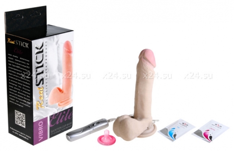 Реалистичный вибро-фаллос на присоске Real Stick (3 скорости) 19 см