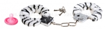 Наручники бело-черные Furry Fun Cuffs