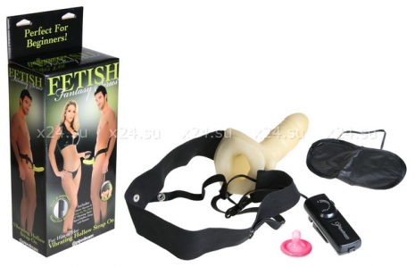 Светящийся в темноте фаллопротез с вибрацией VIBRATING HOLLOW STRAP ON