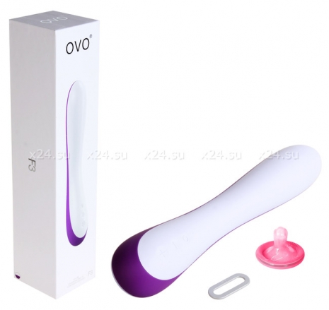 Силиконовый вибратор OVO (5 режимов) белый с фиолетовым