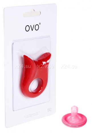 Красное эрекционное кольцо OVO с вибрацией