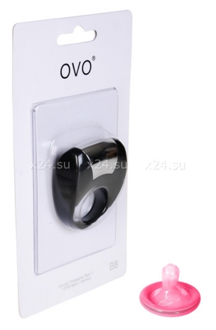 Эрекционное черное кольцо на пенис OVO с вибрацией
