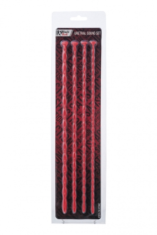 Набор уретральных зондов Black & Red by TOYFA, 4 штуки, красный